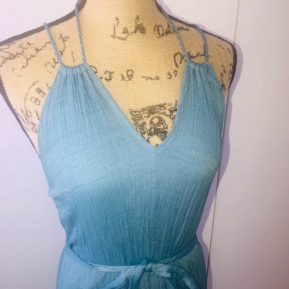 FOREVER 21 DUSTY BLUE HALTER TIE WAIST MIDI: PRINCESSCORE COTTAGECORE ROYALCORE - Picture 4 of 6